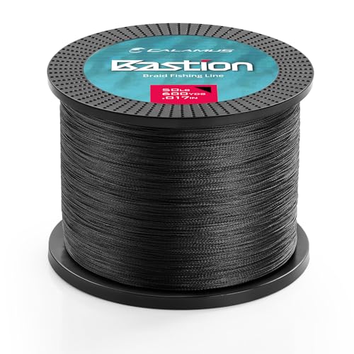 Calamus Bastion Braided Fishing Line -Abrasion Resisting Braided Lines – Thin Diameter Superline – Zero Stretch – 4 Strand MultiTuf Fiber Braid Line - color: X4-Black, size: 40 LB - 300 Yds