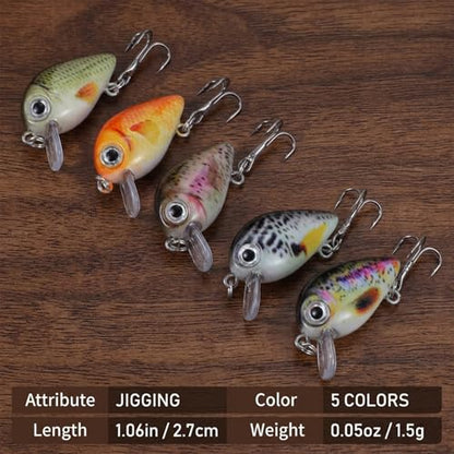 5 Pcs Mini Fishing Lures Hard Baits Hooks Micro Fishing Lures Crankbaits Baits Topwater for Freshwater and Saltwater - style: Style 2