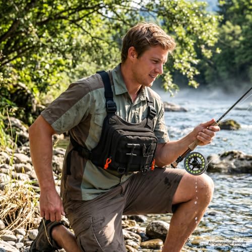 All in One Fishing Chest Pack Tackle Bag with Tackle Box, Fishing Lures Kit, Hook Remover Tool, Fish Lip Gripper, Fishing Plier Friendly for Beginners & Professional Anglers Gifts for Men (Black) - color: Black