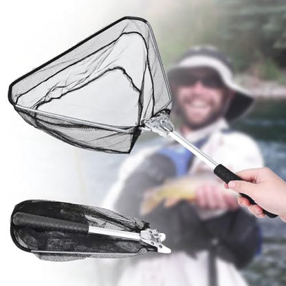 Fishing Landing Net, Folding Fish Net with Telescoping for Father, Son, Husband, or Friends Who Enjoy Fishing, Pole Freshwater Fish Net for Small Fish