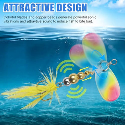 Fishing Lures Spinnerbait Kit Rooster Bait Tail Fishing Lures Inline Spinner Baits Bass Salmon Trout Spoon Hard Metal Spinnerbaits for Saltwater Freshwater - style: 10pcs Spinnerbaits-d