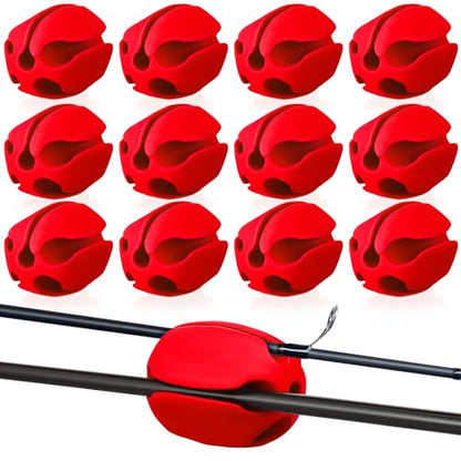 Blueweenly 12 Pcs Portable Silicone Fishing Pole Rod Holder Clips Fixed Ball 5 Holes Multifunctional Rubber Fishing Pole Puller Clips Bike Rod Holder Straps for Travel Ground Car Bike - color: Red