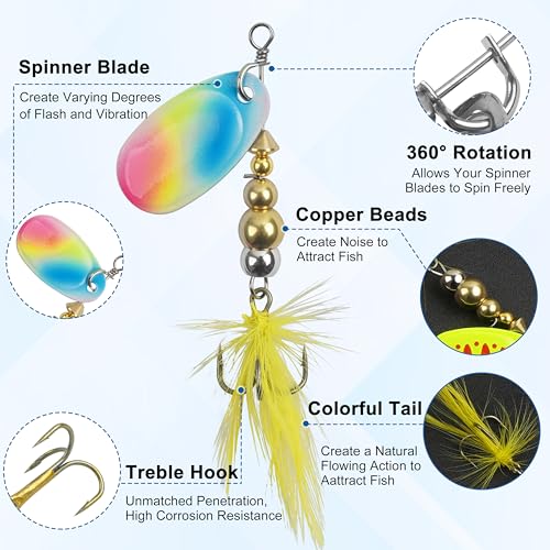 Fishing Lures Spinnerbait Kit Rooster Bait Tail Fishing Lures Inline Spinner Baits Bass Salmon Trout Spoon Hard Metal Spinnerbaits for Saltwater Freshwater - style: 10pcs Spinnerbaits-b
