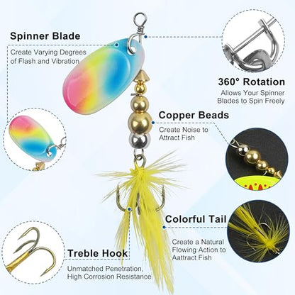 Fishing Lures Spinnerbait Kit Rooster Bait Tail Fishing Lures Inline Spinner Baits Bass Salmon Trout Spoon Hard Metal Spinnerbaits for Saltwater Freshwater - style: 10pcs Spinnerbaits-b