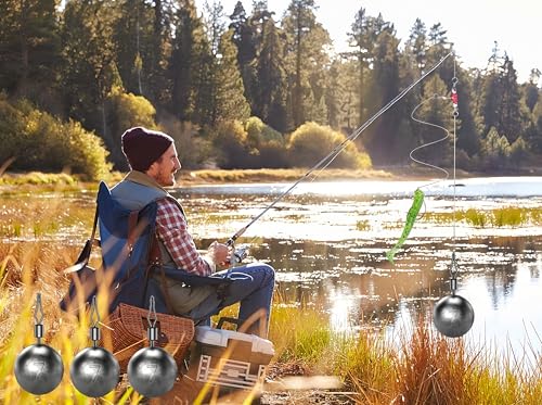 50Pcs Round Fishing Weights Sinkers Ball Fishing Weights Casting Drop Shot Sinkers Catfishing Sinkers Lead Weights Sinkers with Barrel Swivels for Saltwater Freshwater Fishing-(3.5-10g) - size: 1/4oz(7g)-40 Pack