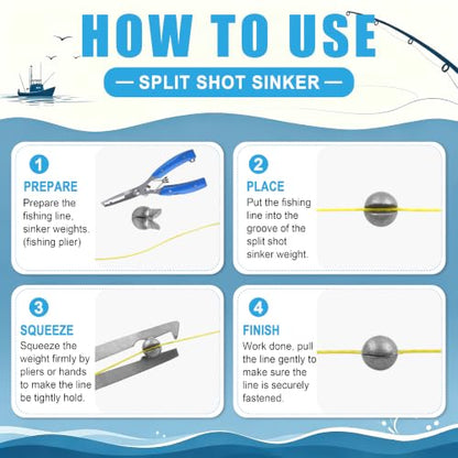 Split Shot Fishing Weights, 120pcs Fishing Weights Sinkers Assortment Removable Split Shot Sinkers Round Reusable Clip On Weights Freshwater Saltwater - color: Duckbill-120pcs