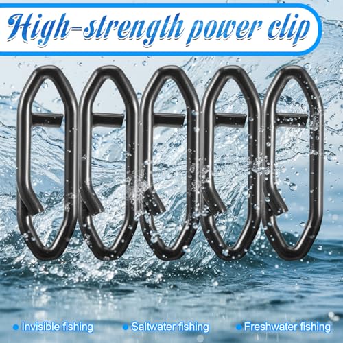 50 Pack Speed Clips for Fishing Lures, 25LB High Strength Fishing Speed Clips 304 Stainless Steel Quick Clip Lure Connectors for Freshwater and Saltwater Crankbait Tackle Snaps Power Snap Clip