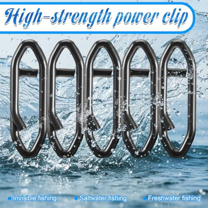 50 Pack Speed Clips for Fishing Lures, 25LB High Strength Fishing Speed Clips 304 Stainless Steel Quick Clip Lure Connectors for Freshwater and Saltwater Crankbait Tackle Snaps Power Snap Clip