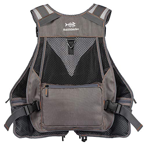 BASSDASH Strap Fishing Vest Adjustable for Men and Women, for Fly Bass Fishing and Outdoor Activities - color: Brown