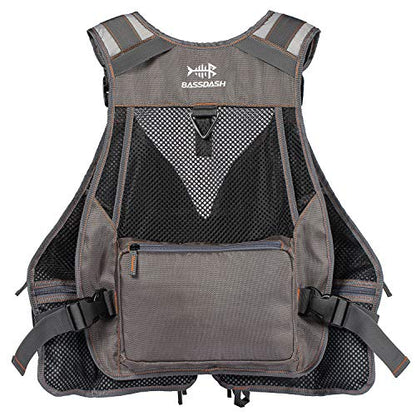 BASSDASH Strap Fishing Vest Adjustable for Men and Women, for Fly Bass Fishing and Outdoor Activities - color: Brown