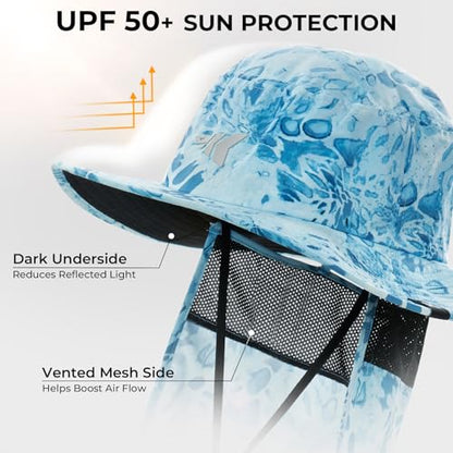 KastKing Sol Armis UPF 50 Boonie Hat - Sun Protection Hat, Fishing Hat, Beach & Hiking Hat, Paddling - color: B1: Prym1 Seafoam, size: With Neck Shield