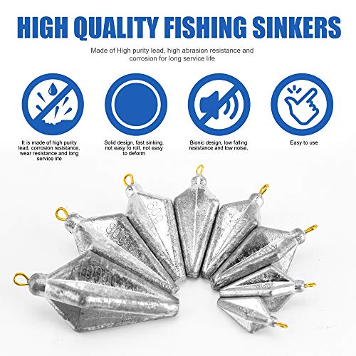 50Pcs Fishing Sinkers Weights Kit Worm Fishing Sinker Weight Bullet Lead Sinkers Fishing Set