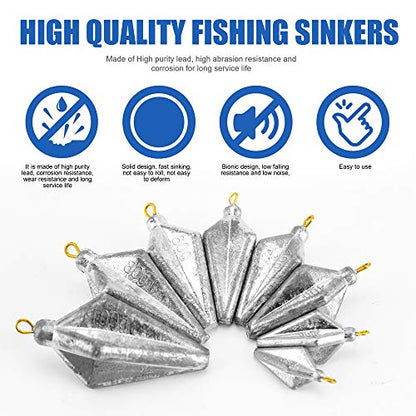 50Pcs Fishing Sinkers Weights Kit Worm Fishing Sinker Weight Bullet Lead Sinkers Fishing Set