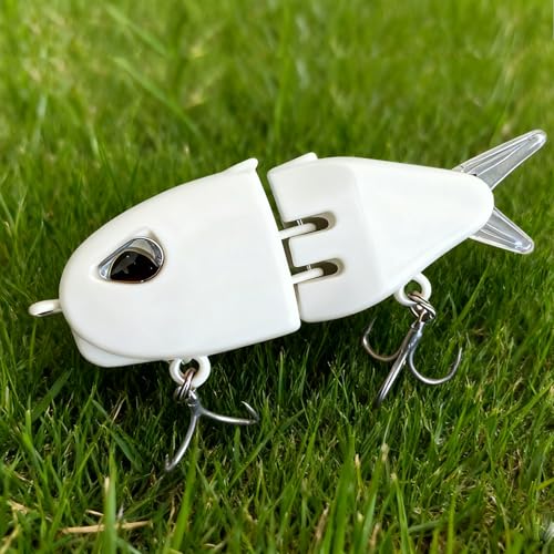 2Pcs Mini Glide Bait for Bass Fishing,Slow Sinking Fishing Lure,Freshwater Saltwater Multi Jointed Swimbait Wobbler,for Amazing Fishing Gear Gifts for Family - color: White
