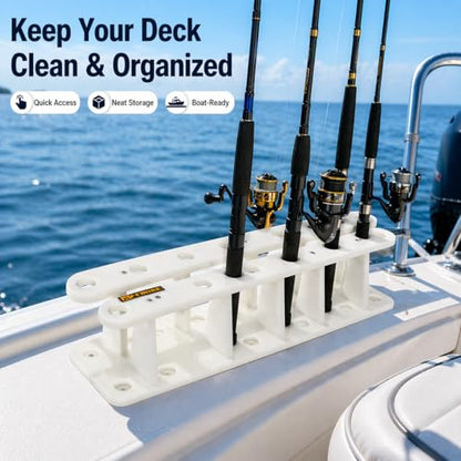 Heavy-Duty HDPE Fishing Rod Holder Rack for 12 Rods – Deck & Dock Mount Rod Storage with Stainless Steel Hardware, Wide Spacing Design for Large Reels, UV & Corrosion Resistant - size: 12 Rods