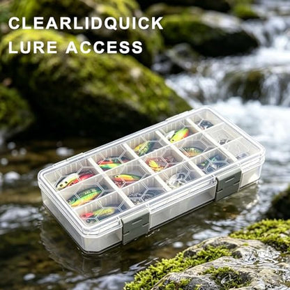 Fishing Tackle Box Tackle Tray Floating Fishing Lure Box Storage Organizer Plastic Box with Adjustable Dividers White Silicone Vertebrae