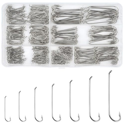 Fly Tying Hooks Assortment Dry Fly Fishing Hooks for Trout Salmon Fishing | Black Nickel High Carbon Steel, 480pcs/320pcs Fly Hooks for Dry Wet Nymphs Streamers Caddis Pupa Freshwater Saltwater Fishing - style: 480pcs