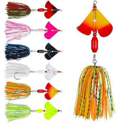 6PCS Bass Spinner Baits Buzz Bait Hard Metal Fishing Jigs for Bass Trout Pike Salmon Multi-Color Spoon Spinner Bait Saltwater Freshwater - color: B - 6PCS