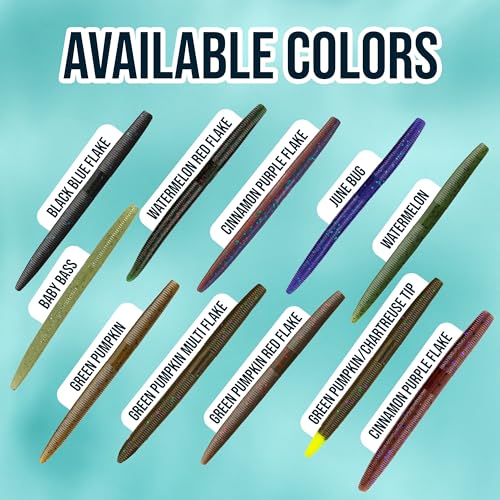 Reaction Tackle Wacky Worms, 5.5 Inch Salt Impregnated Soft Plastic Stick Bait Bass Fishing Lures for Finesse, Wacky, Neko, Texas and Carolina Rigs, 24 Pack - color: Baby Bass
