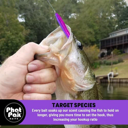 Phat Pak Baits - Slinky Worm Zoom Trick Worm Style Straight Tail Floating Worm Bass Fishing Lure 20ct 6.5" - color: Bubblegum