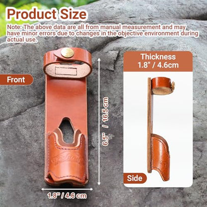 Brown Leather Fishing Rod Holster | Single Slot Belt Mount Carrier for Surf Fishing & Wading | Hands-Free Compatible with Fly Reels and Spinning Reels - color: Light Brown