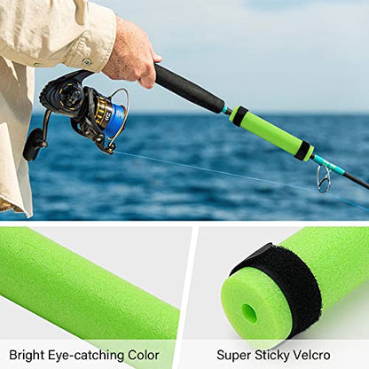 6 Pack Fishing Rod Floats for Kayaking Floaters Poles Propel Paddle Gear Foam Rod Floaties for Boats and Kayaks - color: Green