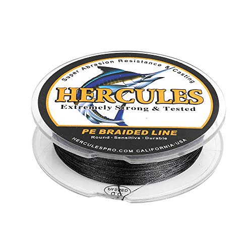 HERCULES Cost-Effective Super Strong 4 Strands Braided Fishing Line 6LB to 100LB Test for Salt-Water, 109/328 / 547/1094 Yards (100M / 300M / 500M / 1000M), Diam# 0.08MM - 0.55MM, Hi-Grade - color: Black, size: 8LB(3.6KG)-0.10MM-109YDS(100M)