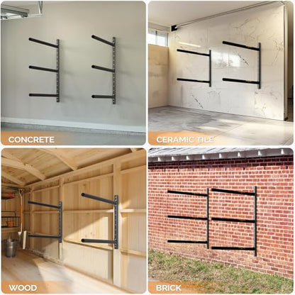 Bonnlo Kayak Storage Rack, Adjustable Heavy Duty Kayak Rack for Kayaks Paddle Boards, Kayak Paddle Holder for Garage, Spacesaver, Gentle on Padding, Boat Organizer - style: 3 Kayaks, Wall Mount