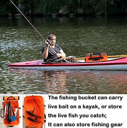 Grneric Fishing Bucket, 6Gallon/8Gallon/10Gallon Foldable Fish Bucket,Live Fish Container Multi-Functional Live Fish Bait Bucket,Outdoor Camping EVA Fishing Bag and Fish Protection Bucket - color: 30l/8gallon(orange)