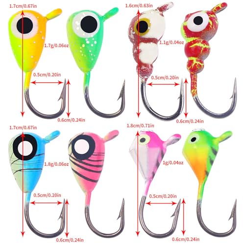 Ice Fishing Jigs Kit Essential Ice Fishing Lures for Beginners to Hook Big Fish and Reel in The Fun! - color: A8Pcs
