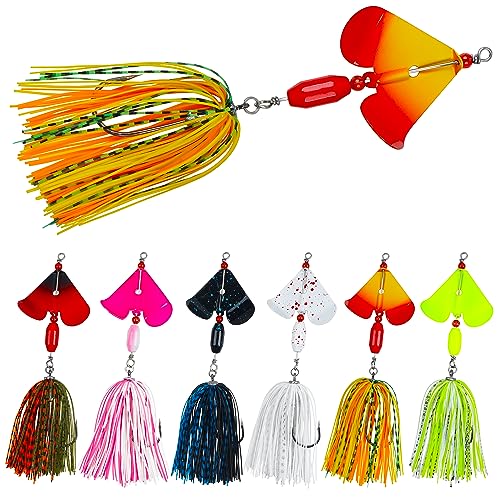 Fishing Buzzbait Lures Bass Spinnerbait Kit Buzz Bait Multicolor Swimbait Metal Jig Lure for Bass Pike Trout Fishing - color: B- 6pcs