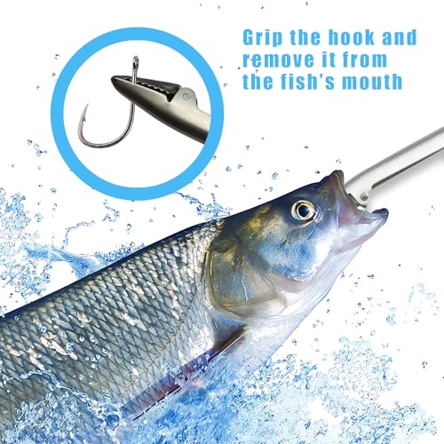 3-Piece Fish Gripper Tool Kit – 3-Claw Fish Gripper, Stainless Steel Hook Remover & Fish Lip Gripper with 33LB Scale & 35" Measuring Tape – Corrosion-Resistant for Freshwater & Saltwater
