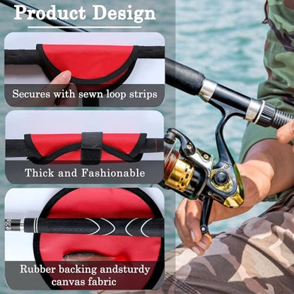 8-Pack 6" Fishing Lure Covers with Heavy-Duty Rod Sleeve, Lure Wraps with Velcro - Fishing Hook Covers for Spinning Rod, Freshwater/Saltwater