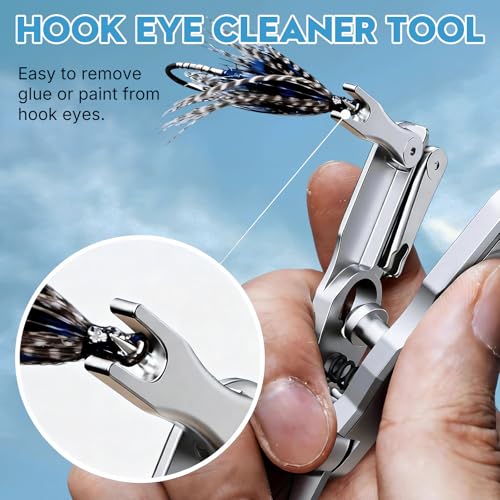 3-in-1 Portable Fishing Line Cutter with Retractor,Mini Stainless Steel Clippers with Retractable Zinger, Universal for Monofilament, Fluorocarbon & Braided Lines,Fly Tying Scissors for Men