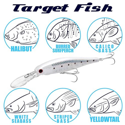 LUCKY CRAFT Pointer 100DD-S, Saltwater Surf Fishing Lures, Jerkbait, Halibut, Surf Perch, Calico Bass, White Seabass, Striped Bass, Sinking, Fishing Gear - color: MS FK Green Glow Sardine