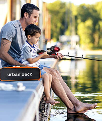 Urban Deco Kids Fishing Pole Set Portable Telescopic Kids Fishing Rod and Reel Combo Kit with Tackle Box for Beginners, Boys,Girls,Youth,Children - color: red