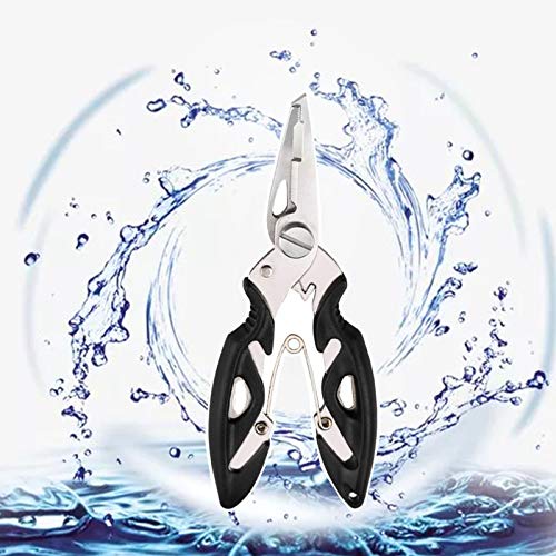 Fishing Pliers, Multi-Function Hook Remover Split Ring Fishing Gears Accessories, Stainless Steel Line Cutter with Sheath and Lanyard Fly Fishing Tools Set
