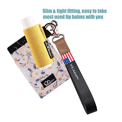 WK IEASON - Lip Balm Holder Keychain Clip On Lipstick Sleeve Chapstick Sleeve Holder Keychain Pack of 5 (Beige/green/yellow/black/rose) - color: Beige/Green/Yellow/Black/Rose