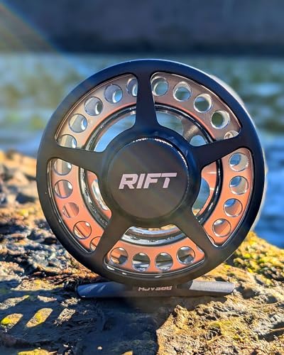 RIFT Breach Fly Fishing Reel, Carbon Disc Drag, Full CNC-Machined Anodized Aluminum Fly Reel, 3/4, 5/6 Weight, Black, Silver (Black/Silver - Without Line, 3/4wt)