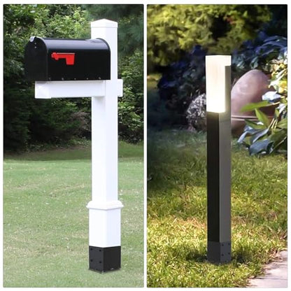 2 Pcs 22" Fence Post Anchor Ground Spike| Black Powder-Coated| 6"x6" | Actual 5.6"x5.6" Heavy Duty Metal Fence Post Anchor for Deck| Fence| Porch| Railing| Mailbox - size: 2 Pcs, style: 6"x 6"