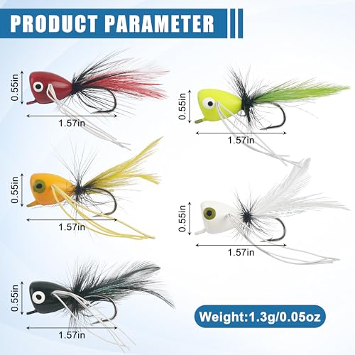 Fly Fishing Lures Poppers Flies Panfish Bluegill Bass Flies Bugs Lures Dry Flies Wet Flies Popper Lures 12/15pcs - color: green-12pcs