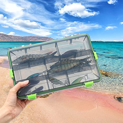 Ramede 6 Pcs Fishing Tackle Boxes Waterproof Airtight Plastic Tackle Box Organizer Transparent Fishing Tackle Storage with Adjustable Dividers for Terminal Tackle Lure Bait Hook(Large) - size: Large
