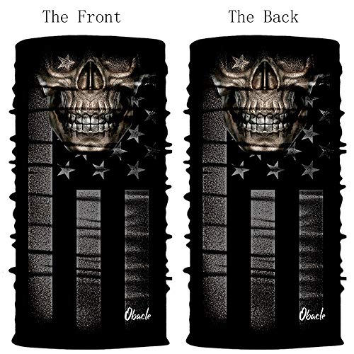 Obacle Neck Gaiter Face Mask Bandana for Dust Wind Sun Protection for Men Women - color: Skull Brown Face