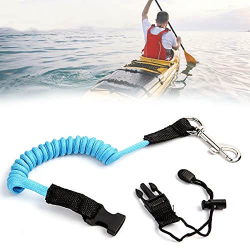 SPENCER 2 Pack Kayak Paddle Leash - Kayak Rod Leash Safety Tool Paddle Lanyard Rope Kayak Accessories Stretchable Coiled Lanyard Leash for Kayak and SUP Paddles, Fishing Poles Rods (Blue)