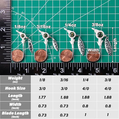 Dr.Fish 10 Pack Underspin Jigs Heads 3D Eye Freshwater Swimbait Jig Freshwater Bass Walleye Fishing Mustad Hooks Willow Blade 1/8oz,3/16oz,1/4oz,3/8oz - color: Pink, size: 3/8oz(#4/0 Hooks)