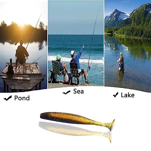 Paddle Tail Swimbaits,Soft Plastic Fishing Lures Swim Baits for Bass Fishing,30/50pcs with Box,Soft Plastic Swimbaits for Bass Trout Crappie Lures Kit for Saltwater Freshwater - color: C:3.54in/0.148oz-30pcs