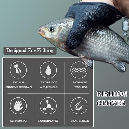 Zoranala 2Pcs Fishing Gloves for Men with Magnet Release - Professional Anti-Slip Catch Fish Gloves,Puncture Proof Fishing Glove for Handling,Catching,Cleaning,Hunting,Fisherman Fishing Accessories