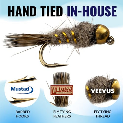 RoxStar Fly Shop Trophy Trout Top Wet & Dry Flies for Trout. Proven Nationwide to Catch Fish! Tied in-House Never Outsourced Fly Fishing Gift