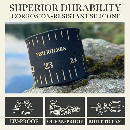 Roll-up & Slap-on Premium Fishing Tape Measure - Easy-to-Read Catch and Release Fish Measuring Device for Boat & Kayak Accessories - Compact & Extendable Fish Ruler (Black - 24" Inches) - color: Black
