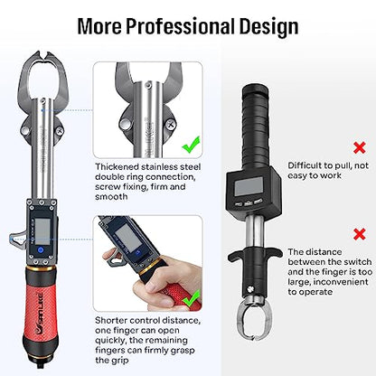 SANLIKE 55LB Digital Fish Gripper Stainless Steel Waterproof Fishing Scale | One-button control, sealed waterproof structure, dual unit switch, no fish injury design for saltwater freshwater angling